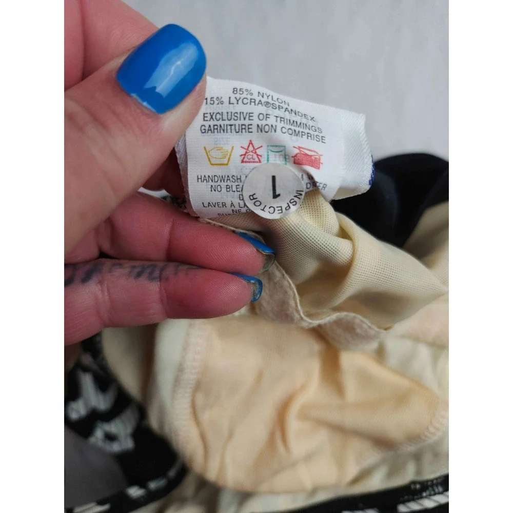 Vintage Pacific Connections One Piece Swimsuit Womens 8 Black White Mod Print
